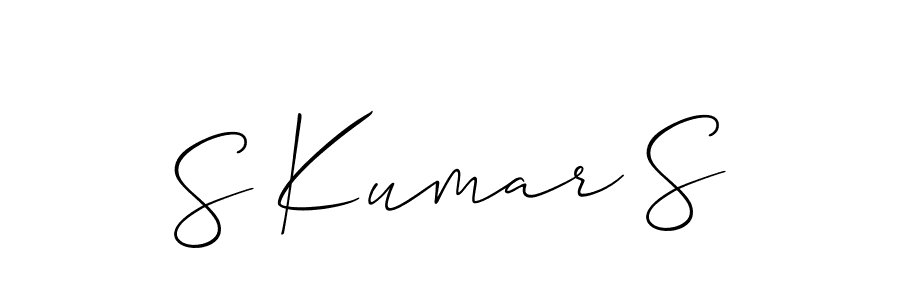 The best way (Allison_Script) to make a short signature is to pick only two or three words in your name. The name S Kumar S include a total of six letters. For converting this name. S Kumar S signature style 2 images and pictures png