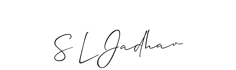The best way (Allison_Script) to make a short signature is to pick only two or three words in your name. The name S L Jadhav include a total of six letters. For converting this name. S L Jadhav signature style 2 images and pictures png