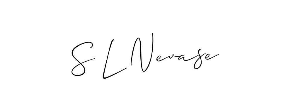 The best way (Allison_Script) to make a short signature is to pick only two or three words in your name. The name S L Nevase include a total of six letters. For converting this name. S L Nevase signature style 2 images and pictures png