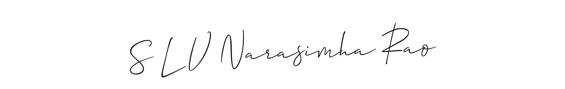 Make a short S L V Narasimha Rao signature style. Manage your documents anywhere anytime using Allison_Script. Create and add eSignatures, submit forms, share and send files easily. S L V Narasimha Rao signature style 2 images and pictures png