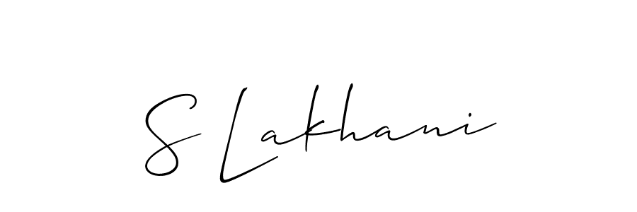 The best way (Allison_Script) to make a short signature is to pick only two or three words in your name. The name S Lakhani include a total of six letters. For converting this name. S Lakhani signature style 2 images and pictures png