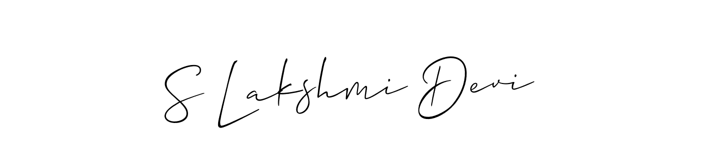 The best way (Allison_Script) to make a short signature is to pick only two or three words in your name. The name S Lakshmi Devi include a total of six letters. For converting this name. S Lakshmi Devi signature style 2 images and pictures png