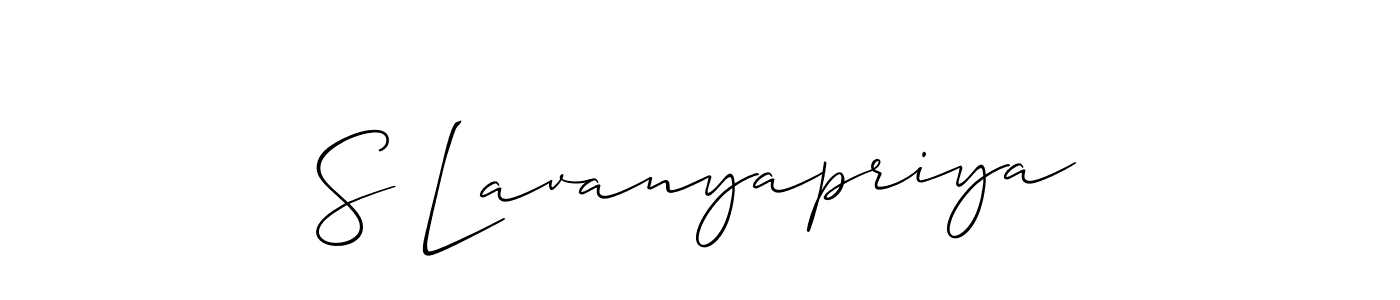 You should practise on your own different ways (Allison_Script) to write your name (S Lavanyapriya) in signature. don't let someone else do it for you. S Lavanyapriya signature style 2 images and pictures png