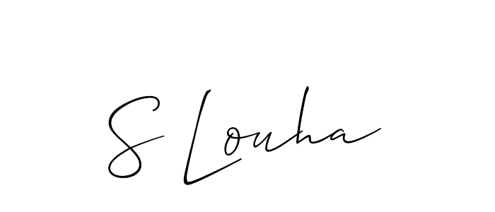Allison_Script is a professional signature style that is perfect for those who want to add a touch of class to their signature. It is also a great choice for those who want to make their signature more unique. Get S Louha name to fancy signature for free. S Louha signature style 2 images and pictures png