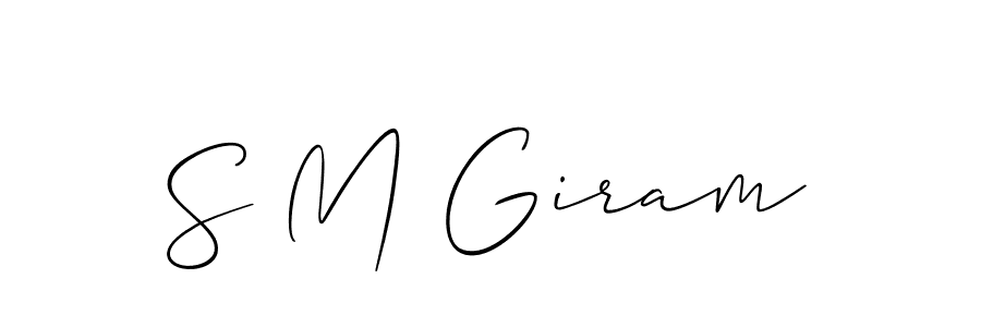 Make a short S M Giram signature style. Manage your documents anywhere anytime using Allison_Script. Create and add eSignatures, submit forms, share and send files easily. S M Giram signature style 2 images and pictures png