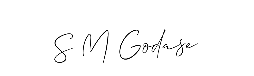 How to make S M Godase name signature. Use Allison_Script style for creating short signs online. This is the latest handwritten sign. S M Godase signature style 2 images and pictures png