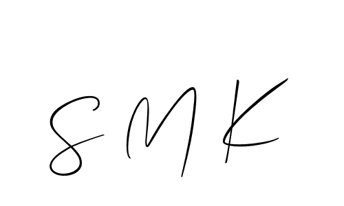 Design your own signature with our free online signature maker. With this signature software, you can create a handwritten (Allison_Script) signature for name S M K. S M K signature style 2 images and pictures png
