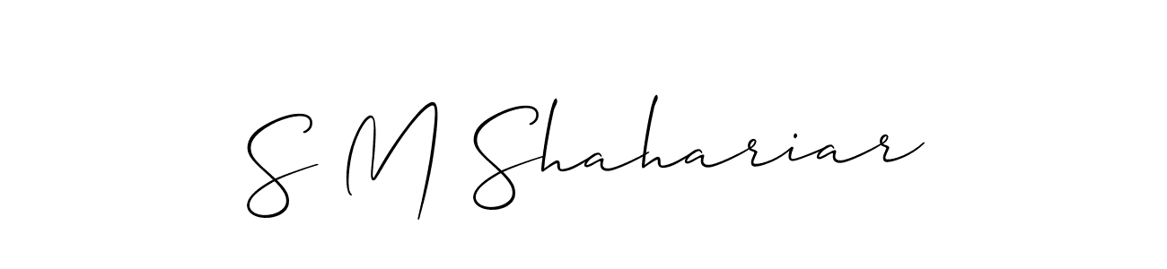 The best way (Allison_Script) to make a short signature is to pick only two or three words in your name. The name S M Shahariar include a total of six letters. For converting this name. S M Shahariar signature style 2 images and pictures png
