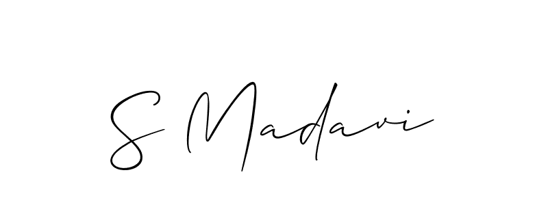 Use a signature maker to create a handwritten signature online. With this signature software, you can design (Allison_Script) your own signature for name S Madavi. S Madavi signature style 2 images and pictures png