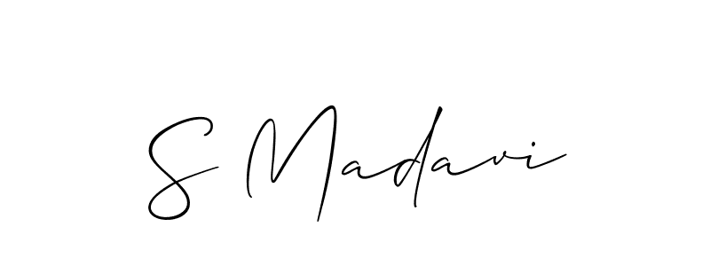 Use a signature maker to create a handwritten signature online. With this signature software, you can design (Allison_Script) your own signature for name S Madavi. S Madavi signature style 2 images and pictures png