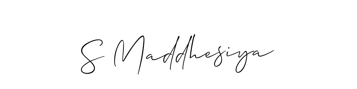 How to make S Maddhesiya name signature. Use Allison_Script style for creating short signs online. This is the latest handwritten sign. S Maddhesiya signature style 2 images and pictures png