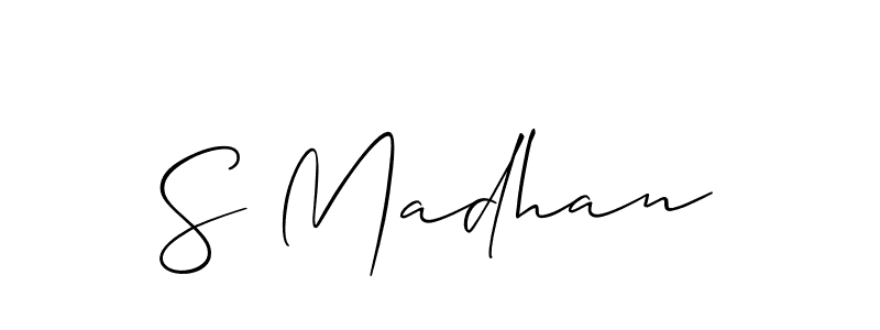 Also we have S Madhan name is the best signature style. Create professional handwritten signature collection using Allison_Script autograph style. S Madhan signature style 2 images and pictures png