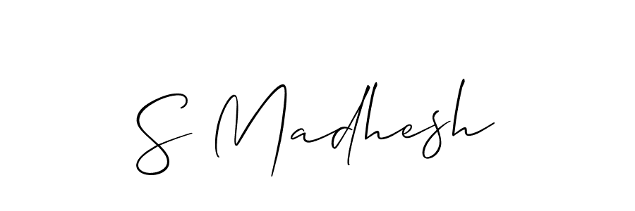 The best way (Allison_Script) to make a short signature is to pick only two or three words in your name. The name S Madhesh include a total of six letters. For converting this name. S Madhesh signature style 2 images and pictures png