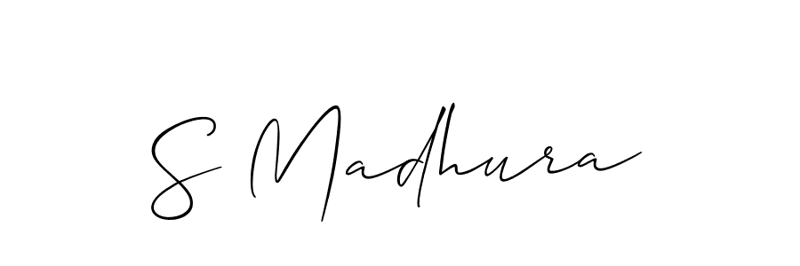 S Madhura stylish signature style. Best Handwritten Sign (Allison_Script) for my name. Handwritten Signature Collection Ideas for my name S Madhura. S Madhura signature style 2 images and pictures png