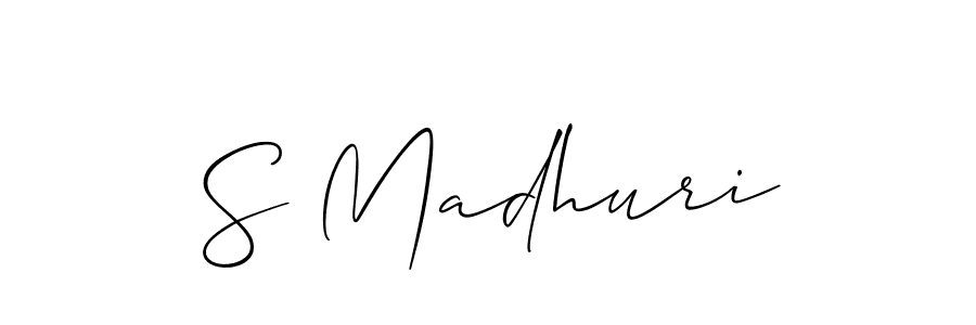 The best way (Allison_Script) to make a short signature is to pick only two or three words in your name. The name S Madhuri include a total of six letters. For converting this name. S Madhuri signature style 2 images and pictures png