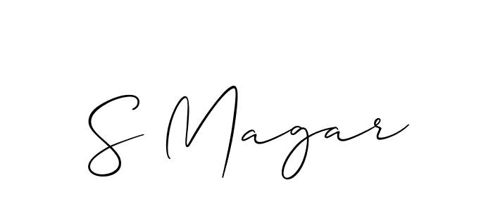 It looks lik you need a new signature style for name S Magar. Design unique handwritten (Allison_Script) signature with our free signature maker in just a few clicks. S Magar signature style 2 images and pictures png