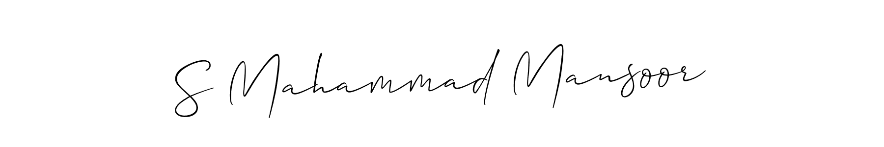 The best way (Allison_Script) to make a short signature is to pick only two or three words in your name. The name S Mahammad Mansoor include a total of six letters. For converting this name. S Mahammad Mansoor signature style 2 images and pictures png