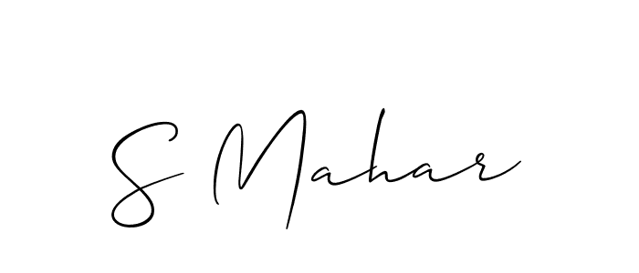 You should practise on your own different ways (Allison_Script) to write your name (S Mahar) in signature. don't let someone else do it for you. S Mahar signature style 2 images and pictures png