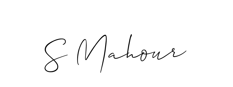 You should practise on your own different ways (Allison_Script) to write your name (S Mahour) in signature. don't let someone else do it for you. S Mahour signature style 2 images and pictures png