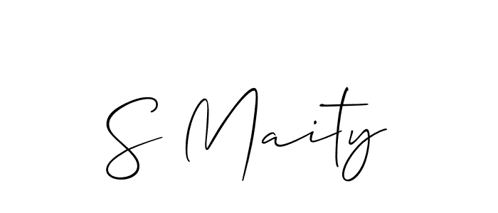 The best way (Allison_Script) to make a short signature is to pick only two or three words in your name. The name S Maity include a total of six letters. For converting this name. S Maity signature style 2 images and pictures png