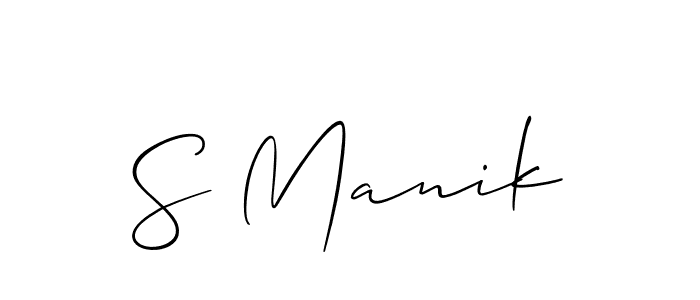 The best way (Allison_Script) to make a short signature is to pick only two or three words in your name. The name S Manik include a total of six letters. For converting this name. S Manik signature style 2 images and pictures png