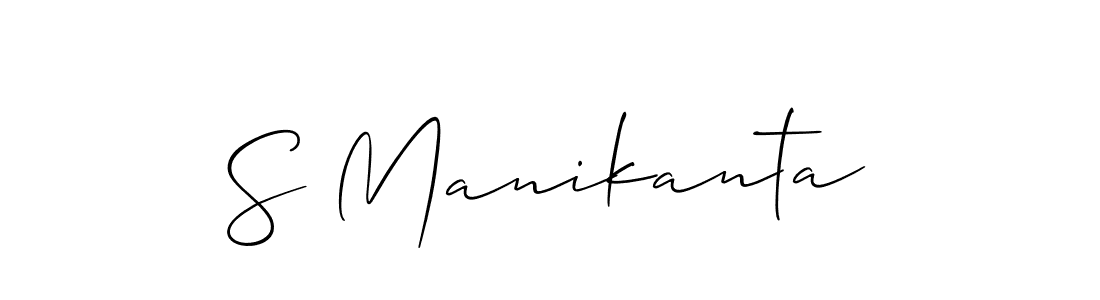 The best way (Allison_Script) to make a short signature is to pick only two or three words in your name. The name S Manikanta include a total of six letters. For converting this name. S Manikanta signature style 2 images and pictures png