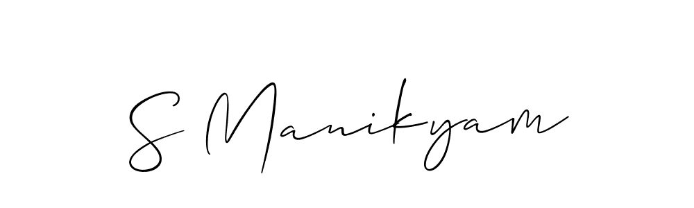 Make a beautiful signature design for name S Manikyam. With this signature (Allison_Script) style, you can create a handwritten signature for free. S Manikyam signature style 2 images and pictures png