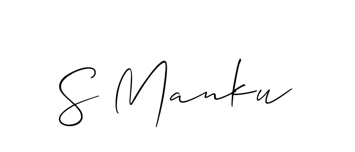 Design your own signature with our free online signature maker. With this signature software, you can create a handwritten (Allison_Script) signature for name S Manku. S Manku signature style 2 images and pictures png