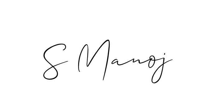 Use a signature maker to create a handwritten signature online. With this signature software, you can design (Allison_Script) your own signature for name S Manoj. S Manoj signature style 2 images and pictures png