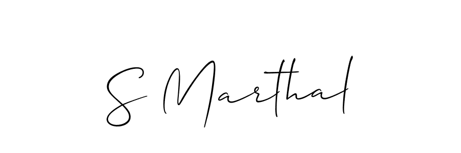 The best way (Allison_Script) to make a short signature is to pick only two or three words in your name. The name S Marthal include a total of six letters. For converting this name. S Marthal signature style 2 images and pictures png
