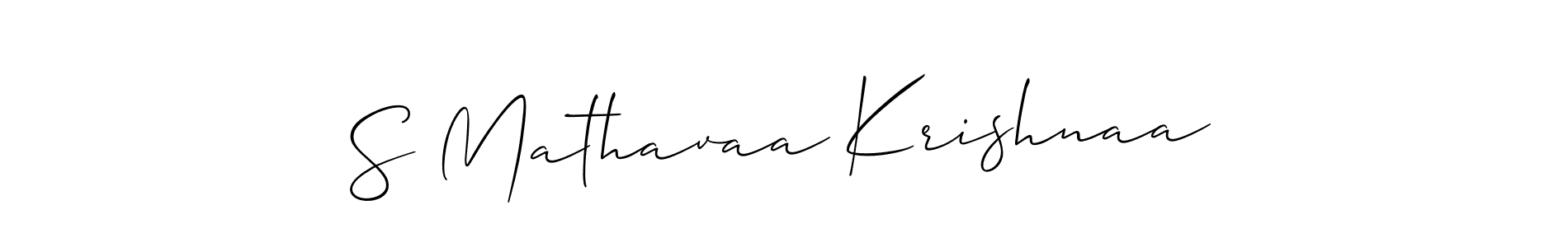 if you are searching for the best signature style for your name S Mathavaa Krishnaa. so please give up your signature search. here we have designed multiple signature styles  using Allison_Script. S Mathavaa Krishnaa signature style 2 images and pictures png