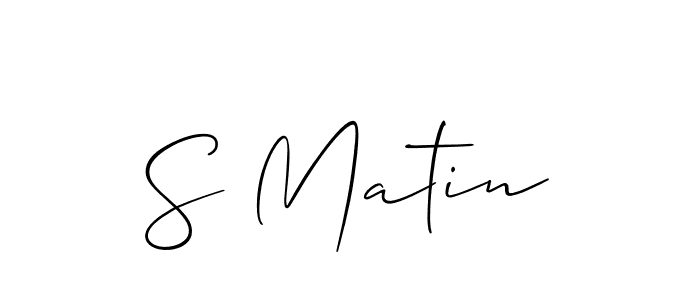 The best way (Allison_Script) to make a short signature is to pick only two or three words in your name. The name S Matin include a total of six letters. For converting this name. S Matin signature style 2 images and pictures png