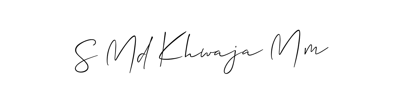 Similarly Allison_Script is the best handwritten signature design. Signature creator online .You can use it as an online autograph creator for name S Md Khwaja Mm. S Md Khwaja Mm signature style 2 images and pictures png