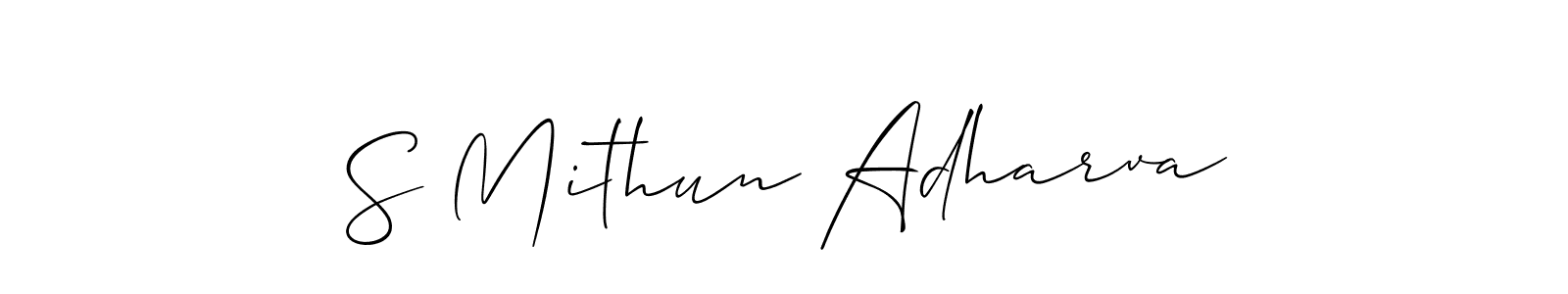 This is the best signature style for the S Mithun Adharva name. Also you like these signature font (Allison_Script). Mix name signature. S Mithun Adharva signature style 2 images and pictures png