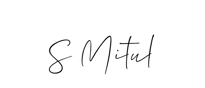 How to make S Mitul name signature. Use Allison_Script style for creating short signs online. This is the latest handwritten sign. S Mitul signature style 2 images and pictures png