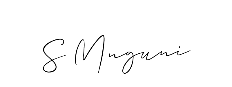 The best way (Allison_Script) to make a short signature is to pick only two or three words in your name. The name S Mnguni include a total of six letters. For converting this name. S Mnguni signature style 2 images and pictures png