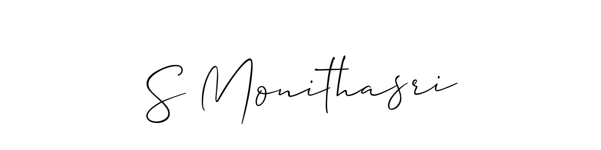 You should practise on your own different ways (Allison_Script) to write your name (S Monithasri) in signature. don't let someone else do it for you. S Monithasri signature style 2 images and pictures png