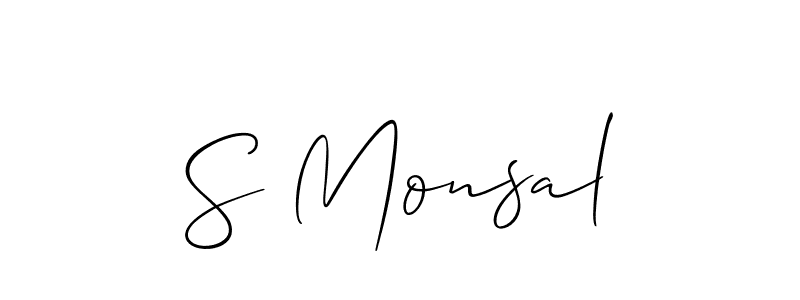 Similarly Allison_Script is the best handwritten signature design. Signature creator online .You can use it as an online autograph creator for name S Monsal. S Monsal signature style 2 images and pictures png
