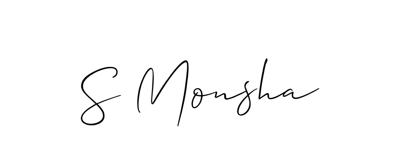 Also we have S Monsha name is the best signature style. Create professional handwritten signature collection using Allison_Script autograph style. S Monsha signature style 2 images and pictures png