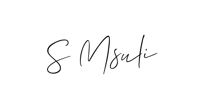 How to make S Msuli name signature. Use Allison_Script style for creating short signs online. This is the latest handwritten sign. S Msuli signature style 2 images and pictures png