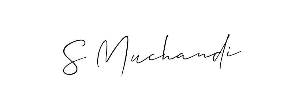 Allison_Script is a professional signature style that is perfect for those who want to add a touch of class to their signature. It is also a great choice for those who want to make their signature more unique. Get S Muchandi name to fancy signature for free. S Muchandi signature style 2 images and pictures png