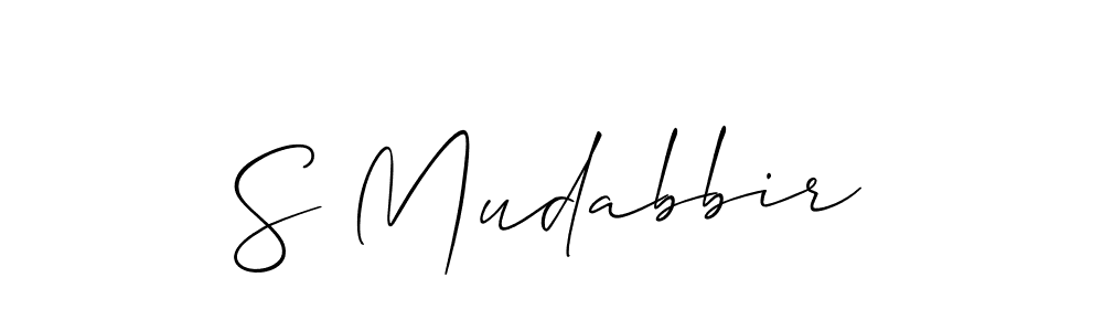 The best way (Allison_Script) to make a short signature is to pick only two or three words in your name. The name S Mudabbir include a total of six letters. For converting this name. S Mudabbir signature style 2 images and pictures png