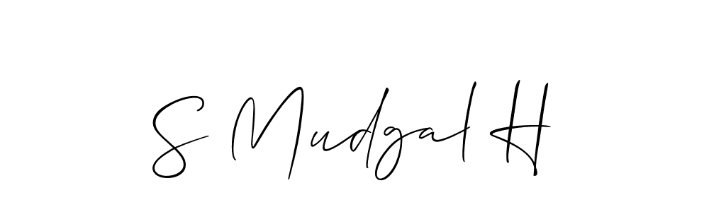 How to make S Mudgal H name signature. Use Allison_Script style for creating short signs online. This is the latest handwritten sign. S Mudgal H signature style 2 images and pictures png