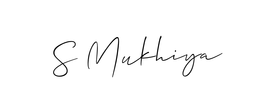 Allison_Script is a professional signature style that is perfect for those who want to add a touch of class to their signature. It is also a great choice for those who want to make their signature more unique. Get S Mukhiya name to fancy signature for free. S Mukhiya signature style 2 images and pictures png