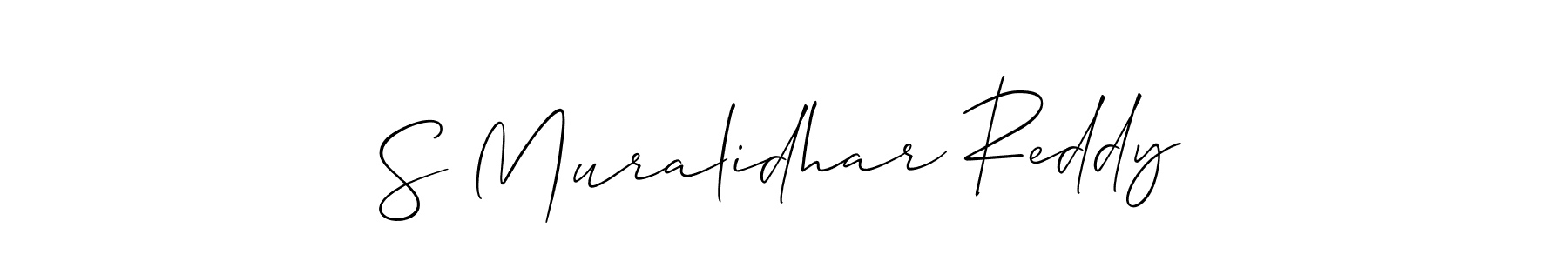 The best way (Allison_Script) to make a short signature is to pick only two or three words in your name. The name S Muralidhar Reddy include a total of six letters. For converting this name. S Muralidhar Reddy signature style 2 images and pictures png