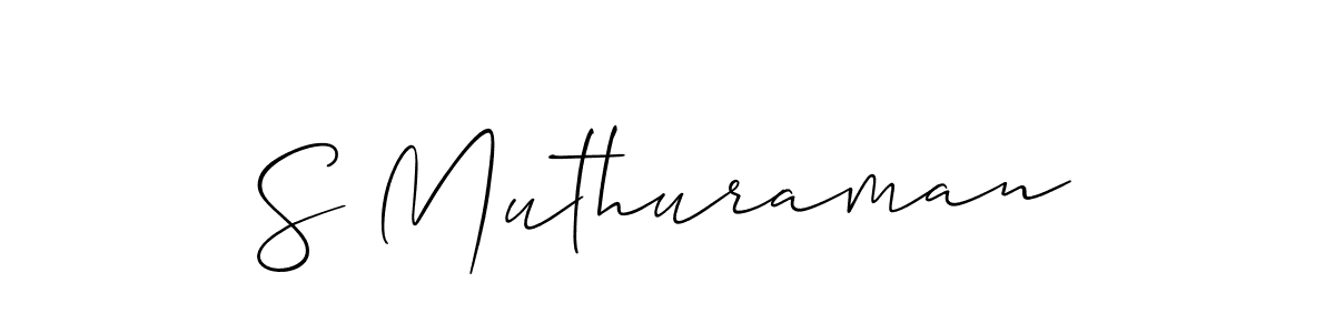 Make a short S Muthuraman signature style. Manage your documents anywhere anytime using Allison_Script. Create and add eSignatures, submit forms, share and send files easily. S Muthuraman signature style 2 images and pictures png