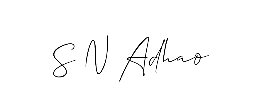 How to make S N Adhao name signature. Use Allison_Script style for creating short signs online. This is the latest handwritten sign. S N Adhao signature style 2 images and pictures png