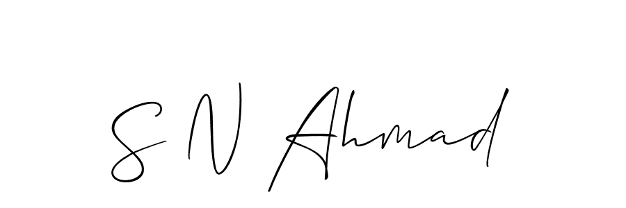 How to make S N Ahmad name signature. Use Allison_Script style for creating short signs online. This is the latest handwritten sign. S N Ahmad signature style 2 images and pictures png