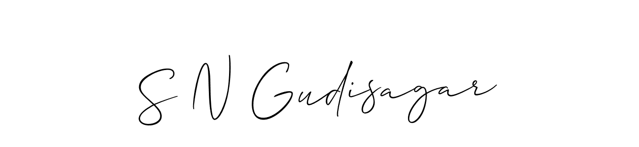 The best way (Allison_Script) to make a short signature is to pick only two or three words in your name. The name S N Gudisagar include a total of six letters. For converting this name. S N Gudisagar signature style 2 images and pictures png