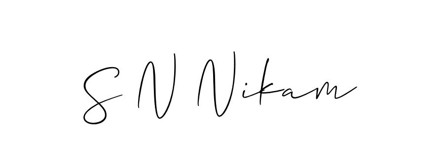 Allison_Script is a professional signature style that is perfect for those who want to add a touch of class to their signature. It is also a great choice for those who want to make their signature more unique. Get S N Nikam name to fancy signature for free. S N Nikam signature style 2 images and pictures png